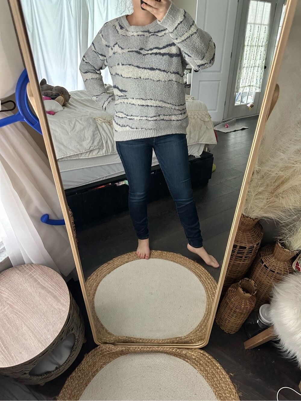Barefoot Dreams Blue Seaside Cozychic Sweater Pullover Size Small